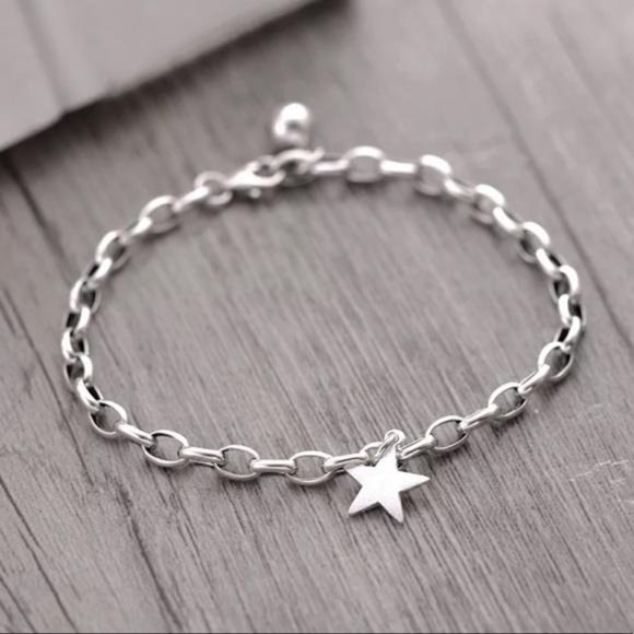NEW 925 STERLING SILVER STAR PENDANT BRACELET, NICE BRACELET, CUTE BRACELET - Picture 2 of 8